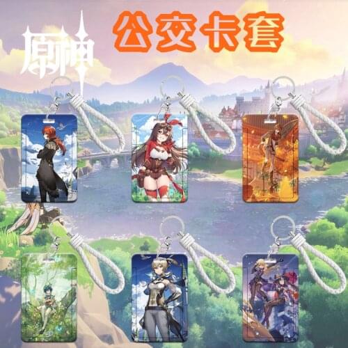 Japan Anime Genshin Impact Keychain Cute IC Bus Card Sets Pendant Keyring Game Theme Jewelry Trendy Key Trinket Accessory New