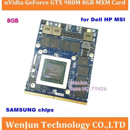Original NEW N16E-GX-A1 nVidia GTX 980M 8G Graphic GPU Card GTX980M for Dell Alienware 18 M18X R2 R3 R4 /HP /MSI/ Clevo notebook