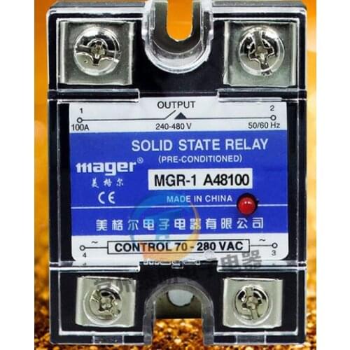 Mager Genuine new original SSR Single phase solid state relay 100A 220VAC-AC AC control AC MGR-1 A48100 240-480V 70-280VAC