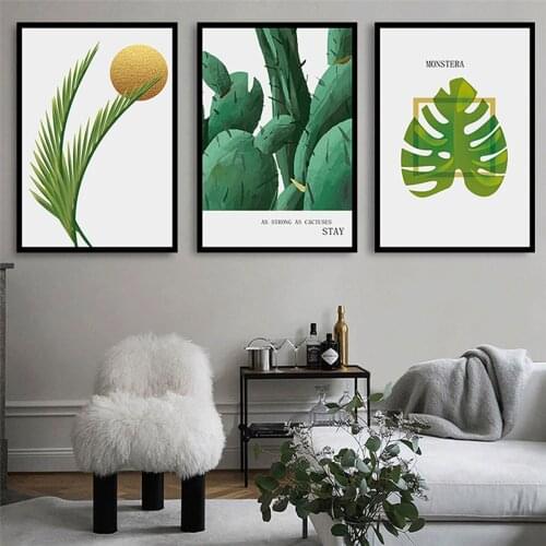 Green Leaves Plants Modern Nordic Poster Canvas Print Painting Wall Art Bedroom Home Decoration