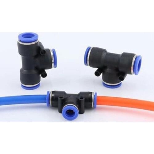 100pcs PE4 6 8 10 12MM Pneumatic Push In Tee 3-Way Fitting Plastic Pipe Connector