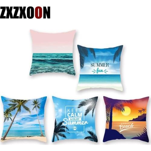 Polyester Ocean Beach Scenic Throw Pillows Case Sofa Home Decor Cushion Cover Cojines Decorativos Para Sofa Pillowcase