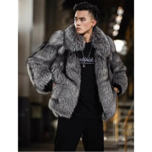 Luxury Winter Warm Jackets Men Warm Furry Coats Faux Fox Fur Outwear for Men Winter New Outwear Jackets Black Fur Coat