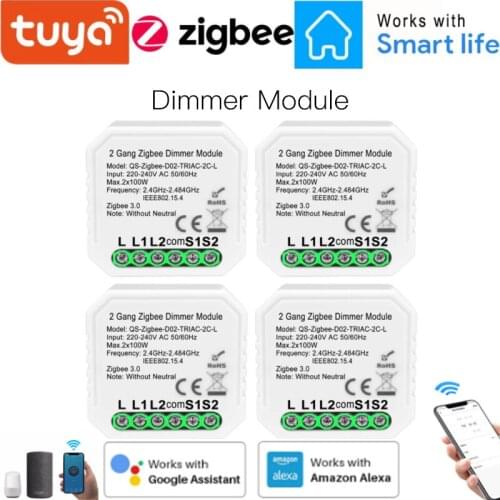 Tuya Zigbee 3.0 Dimmer Smart Switch Module Controller 2/1 Gang Remote Control Smart Light Switch Relay Google Assistant Alexa