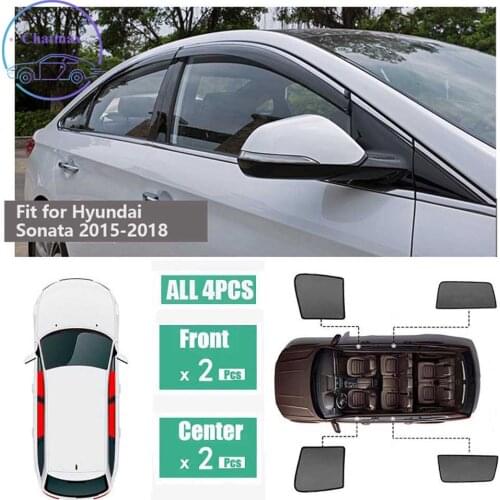 For Hyundai Sonata 2015-2018 Window Sunshade UV Protection Ray Blocking Mesh Visor Laser Black Net Yarn