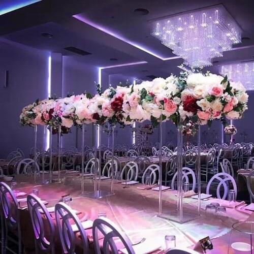 2019 new style 80cm(H) Wedding Crystal Table Centerpiece Square Table flower stand Wedding Decoration