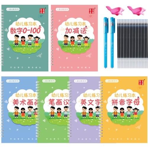 6 Books Copybook For Calligraphy Books For Kids Handwriting Learning Numbers English Painting Arithmetic Practice Book Baby Gift