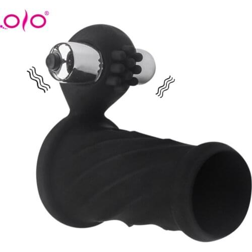OLO Men Penis Vibrating Ring Delay Ejaculation Sleeve Ring Penetration G-spot Stimulator Dildo Vibrator Sex Toys For Women