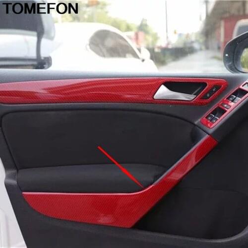 TOMEFON For Volkswagen Golf 6 MK6 2010 2011 2012 Car Inner Door Handle Panel Decoration Cover Trim Interior Accessories ABS
