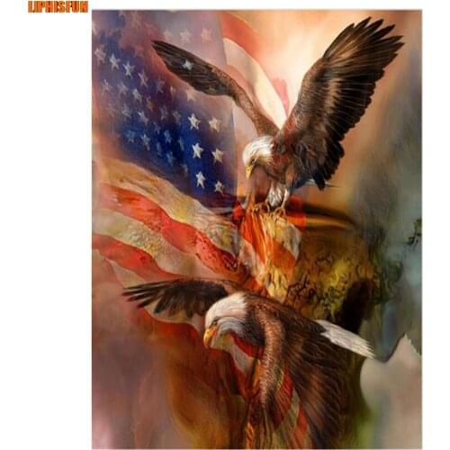 LIPHISFUN Handmade Cross Stitch Embroidery Diamond Painting Full Drill Home Decor Square/round Eagle Flag