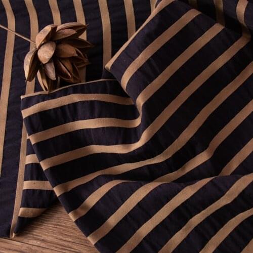 High quality cotton tissu Double layer yarn dyed black gold stripe sewing Designer customized robe Shirt Pants skirt fabric
