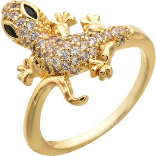 Creative Gecko New Zirconia Ring Jewelry Promis Ring for Women Party Rings Gifts Punk Fashion Girls Cocktail Ring
