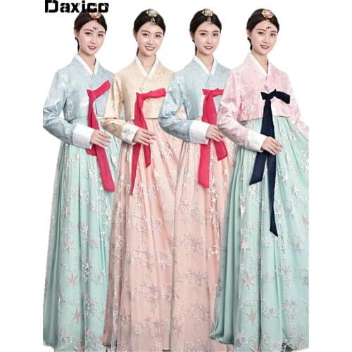 Women lace Korean Traditional Hanbok Dress Lady Elegance Vintage Palace Hanbok Female National Stage Dance Wear Oriental Clothes