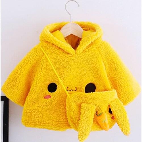 Cartoon Baby Girl Winter Hoodies Coat Jacket Kids Bag Baby Girls & Boys Fur Coats Kids Winter Warm Hooded Outerwear