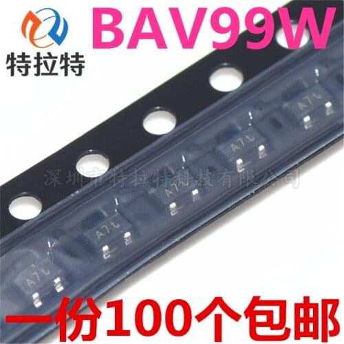 100pcs BAV99 A7W SOT-23 100v/125mA Switching Diode