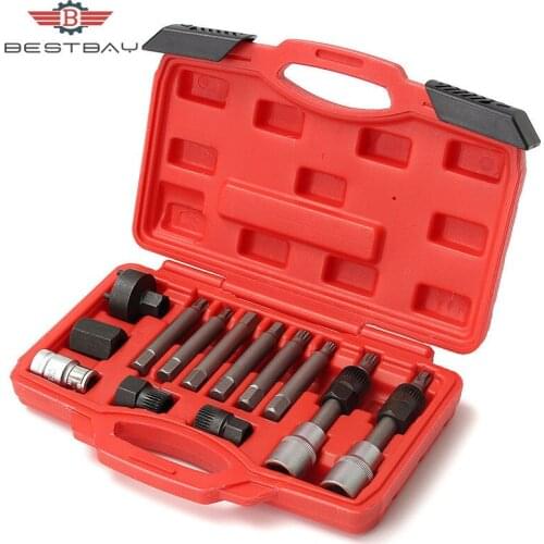 13pcs Alternator Freewheel Pulley Removal Socket Bit Set Garage Tool outillage garage Tool garage tooling