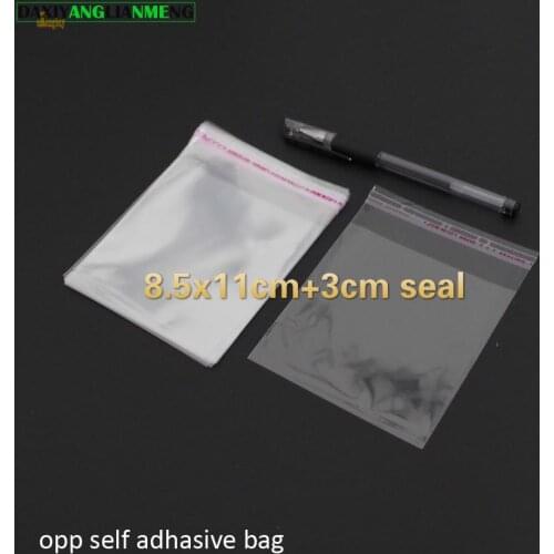 300pcs/lot Clear Resealable BOPP/Poly / Cellophane Bag 8.5x11+3cm Transparent OPP gift Plastic packaging bags Self Adhesive Seal