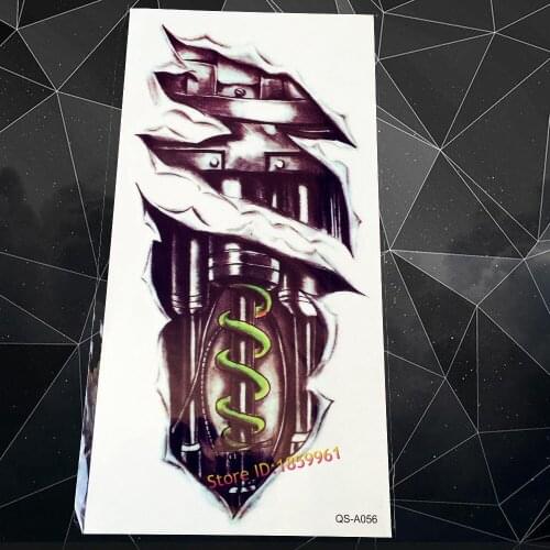 3D Robot Mechanical Arm Sleeve Flash Tattoo Body Art Temporary Tattoo Sticker 21x15cm Waterproof Fake Tattoo For Men Henna Tatto