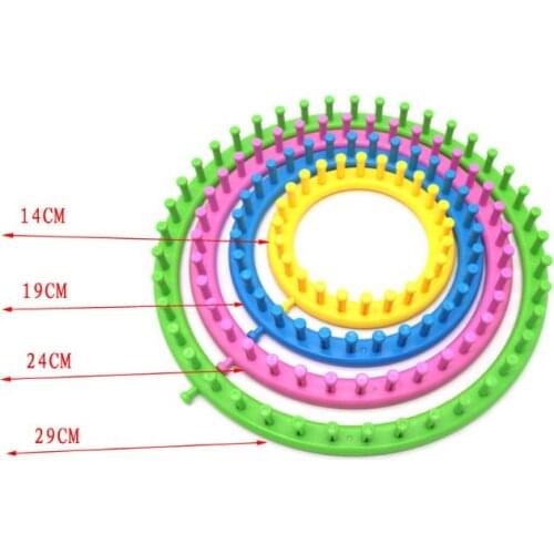 4 Size Round Circle Hat Knitter Knitting Loom Kit Needles Hook Sewing Tool Maker Knitting Loom Kit