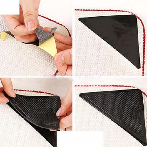 4pcs Silicone Grip Rug Carpet Mat Grippers Non Slip Reusable Washable Home Use