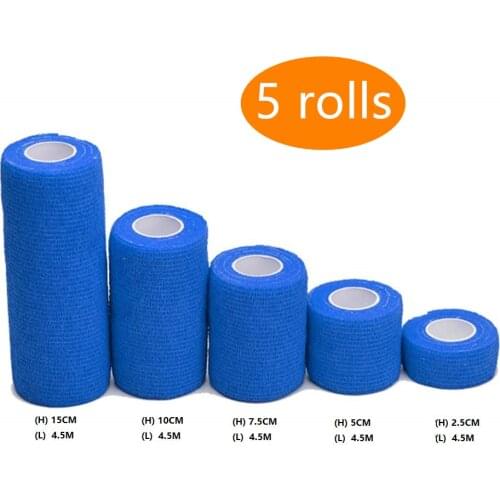 5pcs/lot Sports Elastoplast Elastic Bandages Self-Adhesive Non-Woven Cohesive Wrap Bandages 2.5/5/7.5/10/15CM* 4.5M