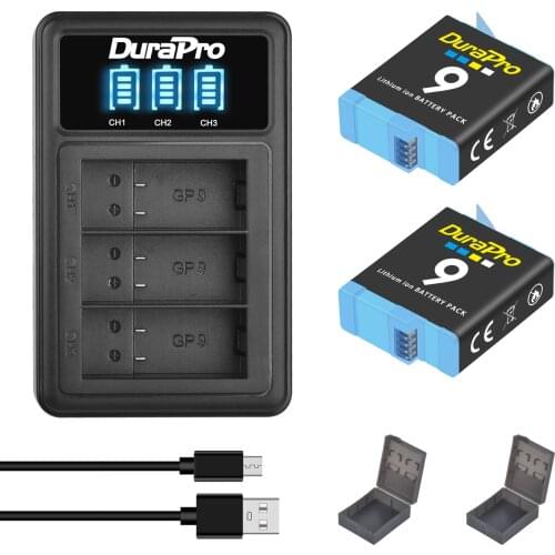 1780mAH AHDBT-901 Battery + LED 3-Slots Charger with Micro USB Port For GoPro Hero 9 Hero 9 Go Pro 9 Action Cameras