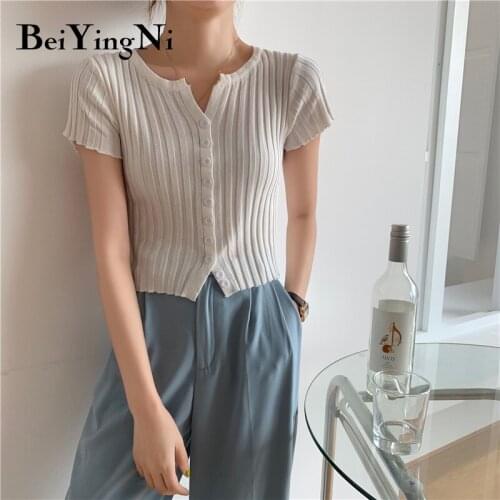 BEIYINGNI Women's Knitted T-shirts