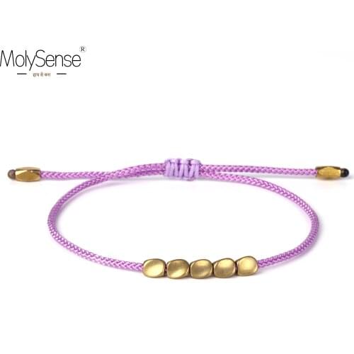 MolySense Handmade Tibetan Copper Beads Nylon Rope Thread Lucky Rope Bracelet & Bangles For Women Men Bracelets Bring Luck