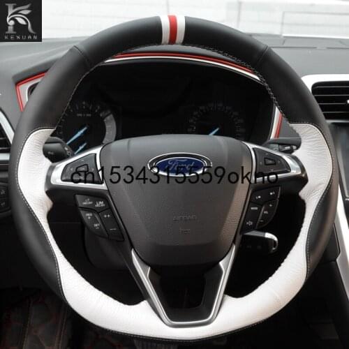 For Ford Focus ESCORT Mondeo Edge Ecosport Hand-stitched Anti-Slip Top Leather DIY Steering Wheel Cover