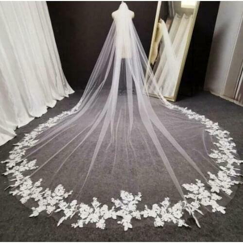 Real Image Cathedral Length Bridal Veils 3m Long Vestido De Noiva Longo Wedding Veil Ivory White Veil With Free Comb
