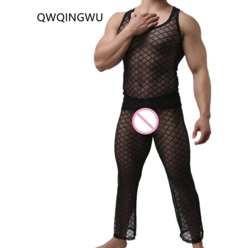 Men Fishnet Long Johns Scale High Elastic Body Shaper Tight Top Pants Fitness Bodybuilding Base layers Clothing set Long Johns