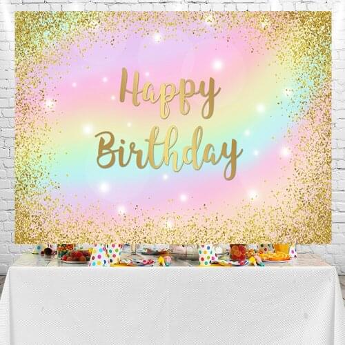 Sensfun Happy Birthday Colorful and Golden Dots Backdrops Photographic Background Photo Studio Props Photocall Banner
