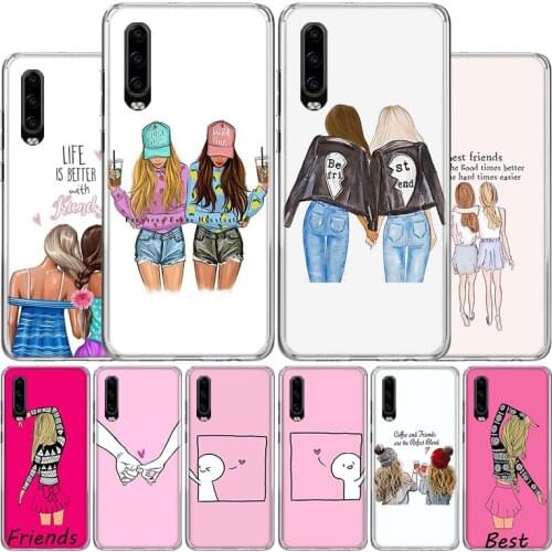 Best Friends BFF Matching Phone Case For Huawei P30 P40 P20 P10 Mate 30 20 10 P Smart Z Lite Pro Plus + 2019 Cover Coque Shell