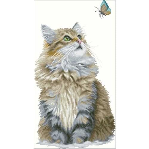 Cat and butterfly patterns counted 11CT 14CT 18CT Cross Stitch Set DIY Chinese Cross-stitch Kit Embroidery Needlework Home Decor