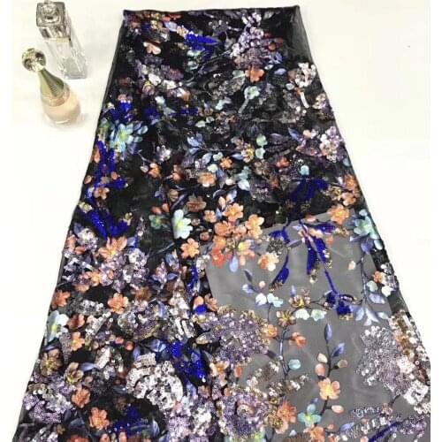 2019 new 5yards A8405 two color mesh dobby shining sequin embroidery net mesh lace fabric for sawing evening bridal wedding