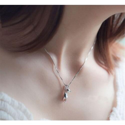 New Fashion Lovely Silver Plated Necklace Tiny Cute Cat Pendants Odd Fancy Jewelry Charm Pendant Necklace