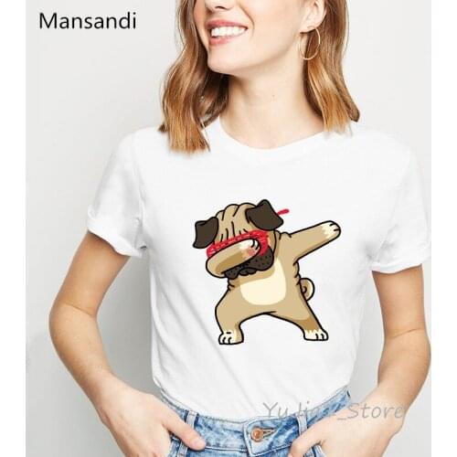 New arrival 2019 pugs/Schnauzer Cute Dabbing printed tshirt women funny t shirts harajuku kawaii clothes female t-shirt tops