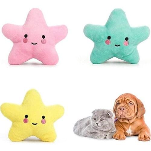 1Pc Puppy Plush Squeak Chew Toys Star Shape Bite-Resistant for Pets Dogs Aggressive Chewers Playing Cleaning Teeth Dog Supplies