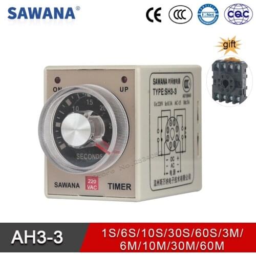 Time Relay AC220V 380V 110V DC24V 12V Variable Timer Relay with Base 1Second-60Minute SPDT 1C Electrical Timing Relays