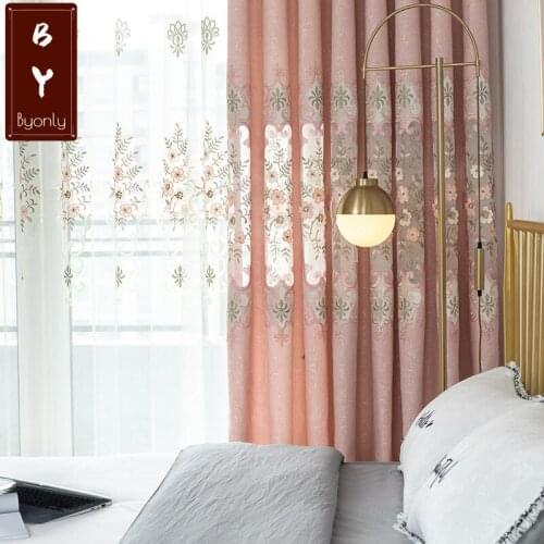 European Style Curtains for Living Dining Room Bedroom Chenille Hollow Embroidery Fabric Curtains Finished Product Customization