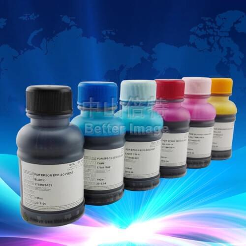 XIMO 6C*100ML,Universal eco-solvent Ink for EP desktop printer 1390 R230 DIY printers , 6PCS refill kit free