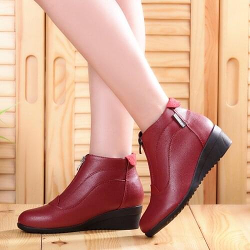 Winter Boots Women Women Snow Boots Wedge Heels Winter Shoes Women Warm Fur Casual Shoes Zip Womens Shoes Botas Mujer 369