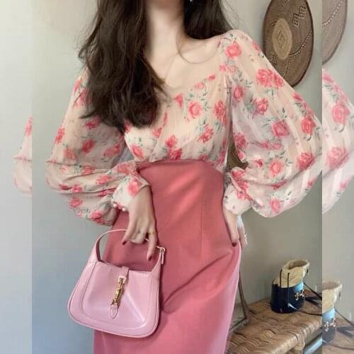 Women Floral Dress 2021 Summer New Stitching Design Sense Vintage Bag Hip Dress French Tea Break Dress Beach Holiday Party Dress