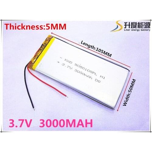 1pcs/lot 3.7V lithium polymer battery 5050105 3000MAH mobile power Tablet PC DIY Free shipping