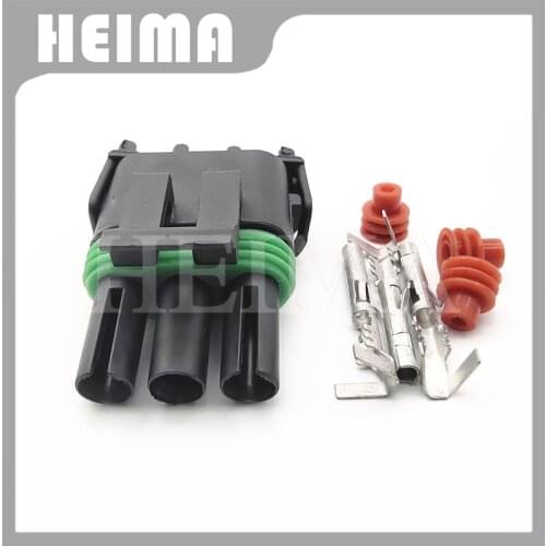 10/20/30 sets kit black Delphi Weather Pack 3 Pin way female Waterproof car injector plug auto connectors 12020829