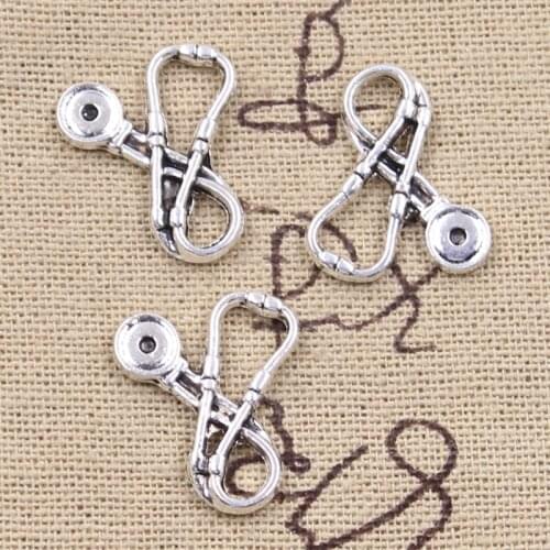 15pcs Charms Doctor Stethoscope 20x17mm Antique Silver Color Plated Pendants Making DIY Handmade Tibetan Finding Jewelry