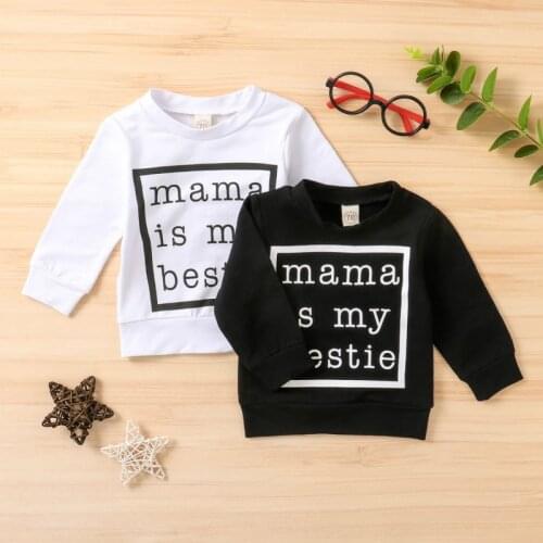 2020 Newborn Baby Boy Girl Sweatshirt Baby Boy Autumn Spring Black White Letter Print Long Sleeve Tops Sweatshirt
