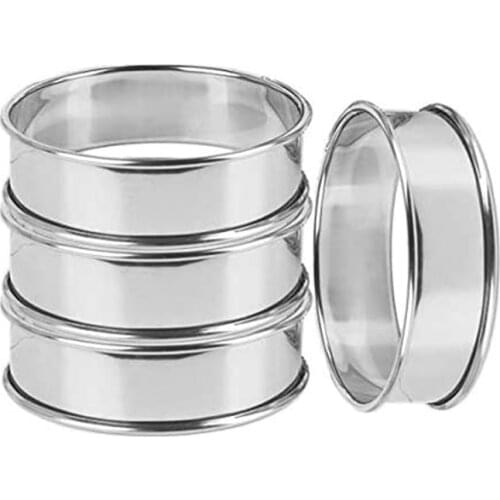 4Pcs Double Rolled TartRings Stainless Steel English Muffin Rings Professional Crumpet Rings NIN668