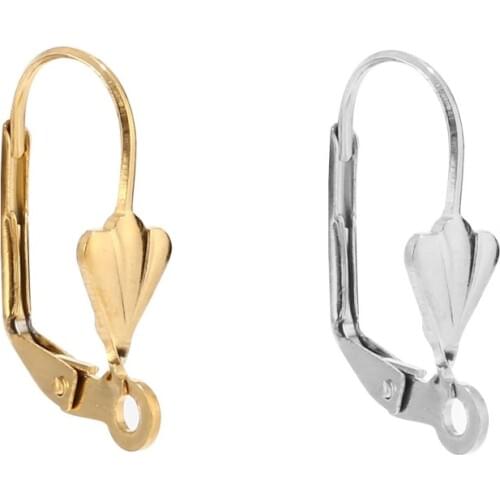 40pcs/lot 304 Stainless Steel Flower D Ear Wire Lever Back Gold Tone French Earring Hook For Jewelry DIY Making Findings