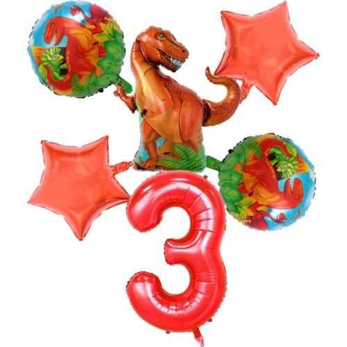 6&5Pcs Big Dinosaur Foil Balloons Baby Shower Birthday Party jurassic world Decorations animal balloon Kids Children Gift Globos